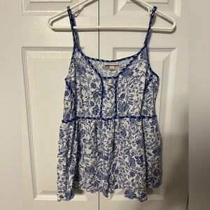 Knox Rose Blue and White Floral Top